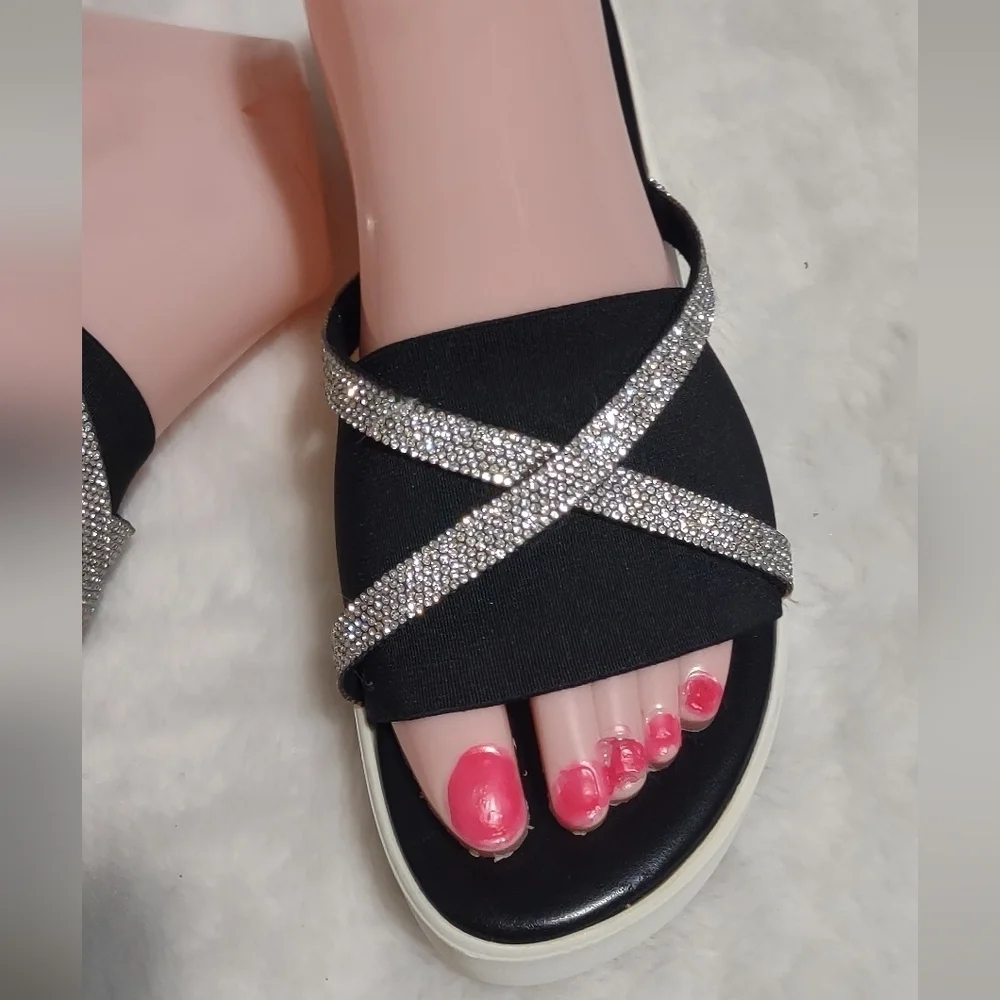Italian Shoemakers Black and Silver Sparkle Sandals